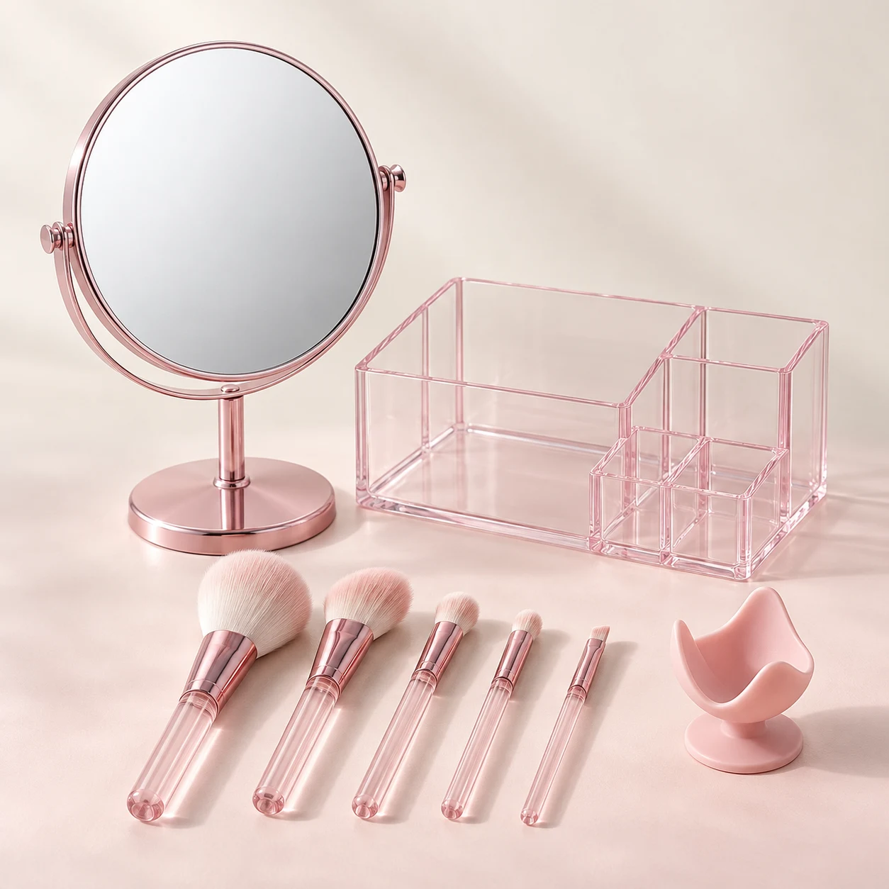 Petal Ready Vanity Set in Pink + Clear